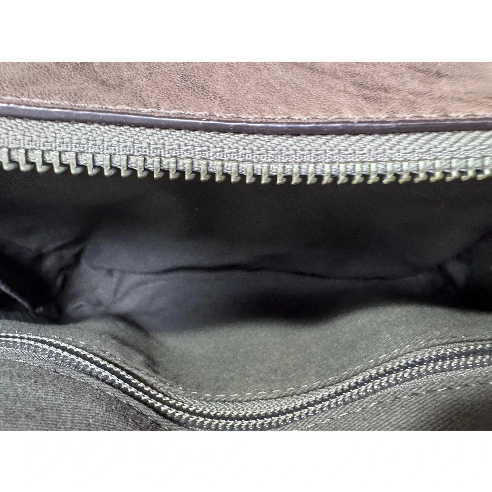 FRYE Genuine Leather Crossbody Shoulder Bag Gray Zip Front‎ Flap Pocket
